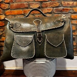 Morroccan genuine leather duffel bag